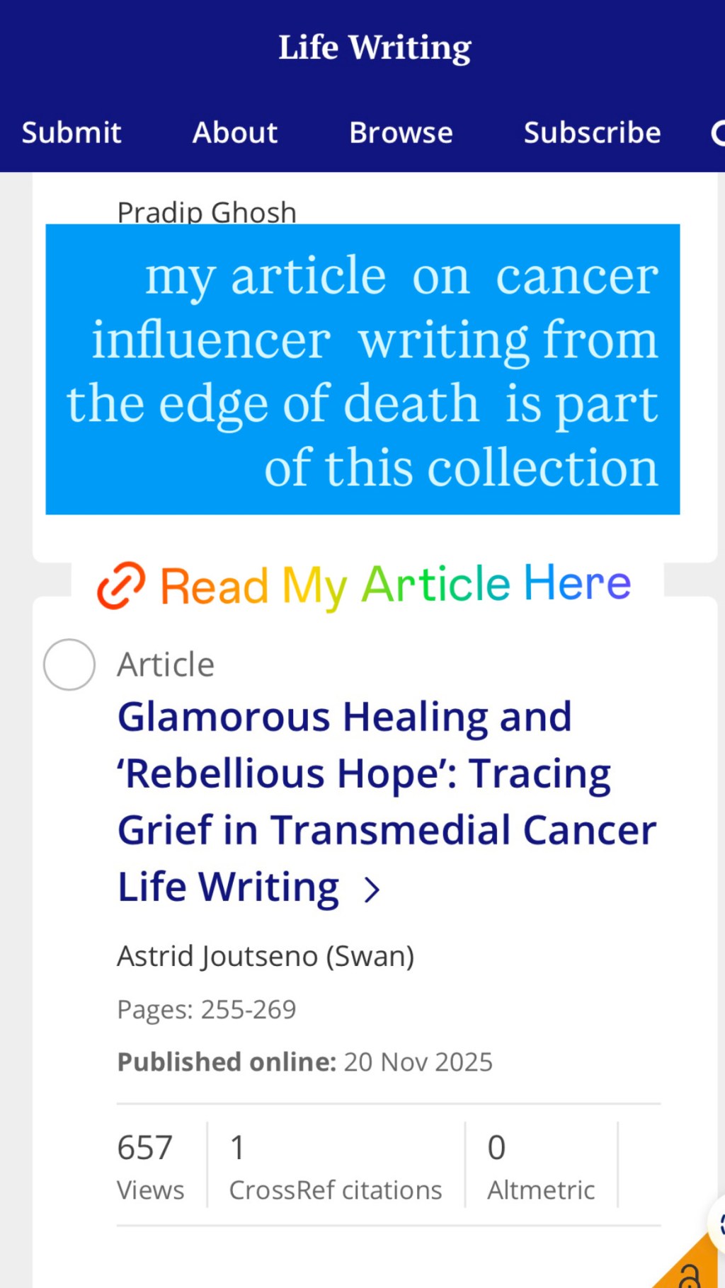 “Glamorous Healing” and “Rebellious Hope”: Tracing Grief in Transmedial Life&nbsp;Writing